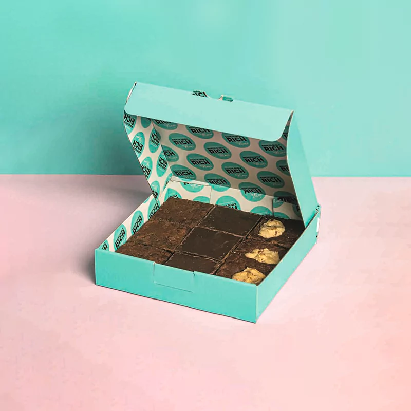cardboard green printed brownie box